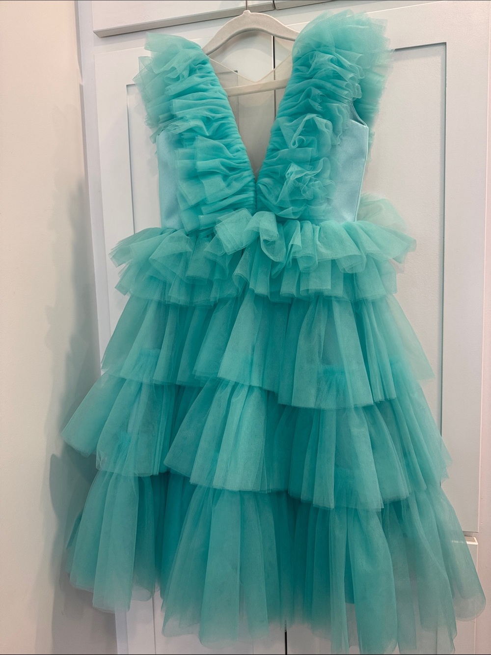 Girls Teal Layered Tulle Party Dress